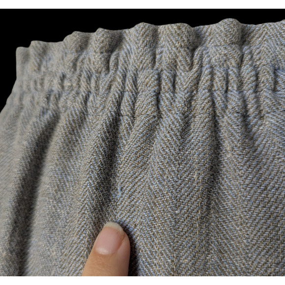 Zoran Gray 100% Linen Elastic Waist Pleated Knee Length Pencil Skirt Medium Wrap - Picture 7 of 8
